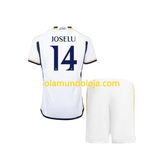 Camisola Real Madrid JOSELU 14 Criança Equipamento Primeiro 2023-2024 Manga Curta